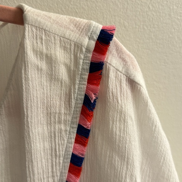 EUC J.Crew Swim Cover Up; size XXL; white w/ pink, red & blue detail;Vneck tunic - Picture 3 of 4